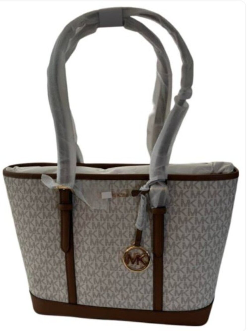 M Kors LARGE Jet Set Travel Tote Leather Trim NWOT